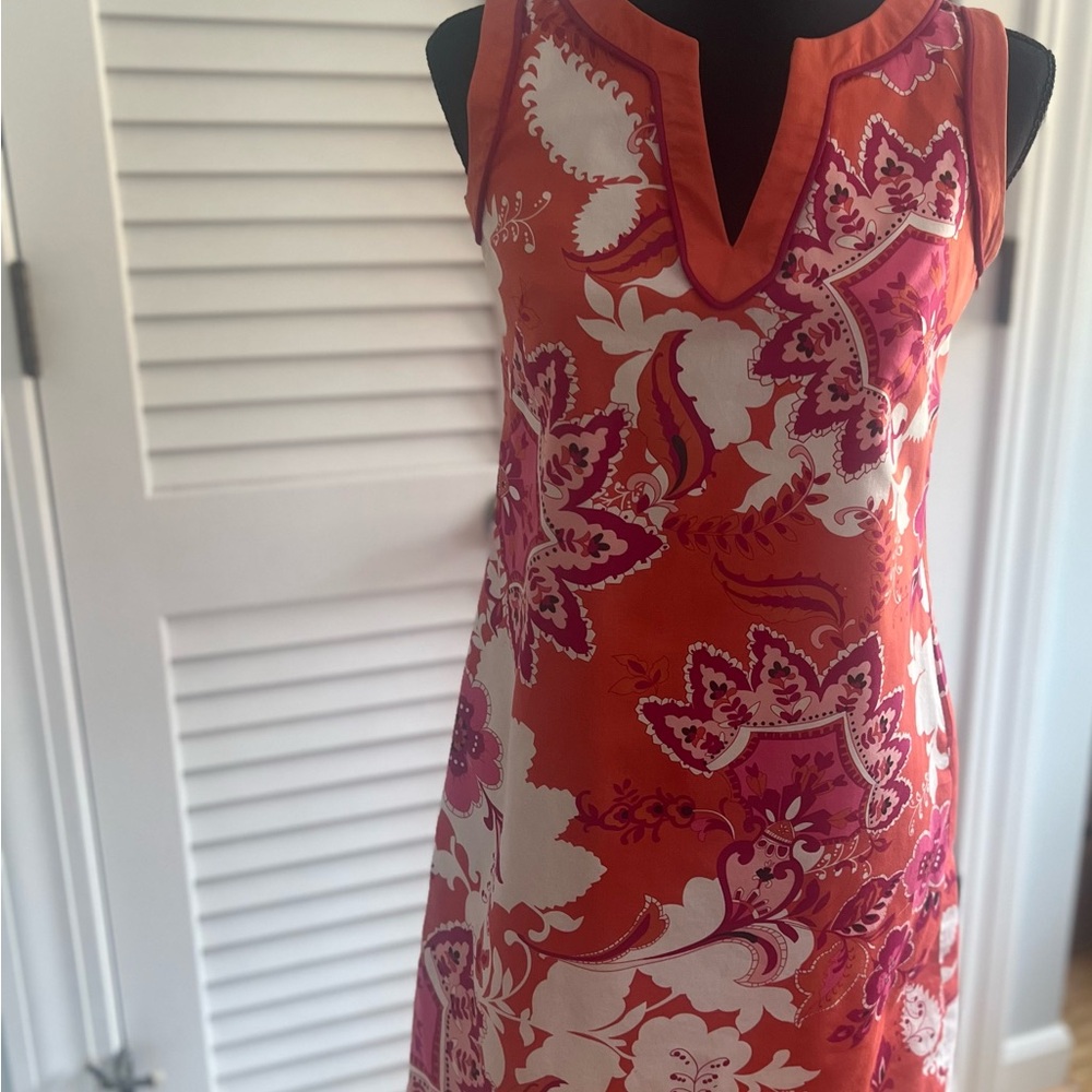 Ann Taylor Petites Pink, Orange & White Shift Dress